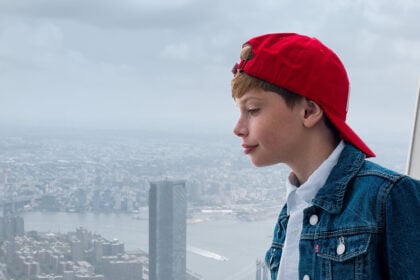 One World Observatory panoramic view New York City skyline above clouds