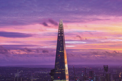 The View from The Shard London panoramic sunset skyline