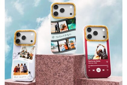 Custom printed phone case design shown in the hand