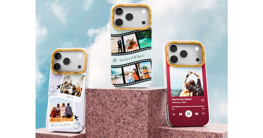 Custom printed phone case design shown in the hand