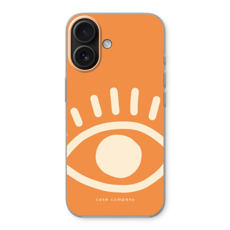 Black iPhone 16 case with a colourful custom artwork