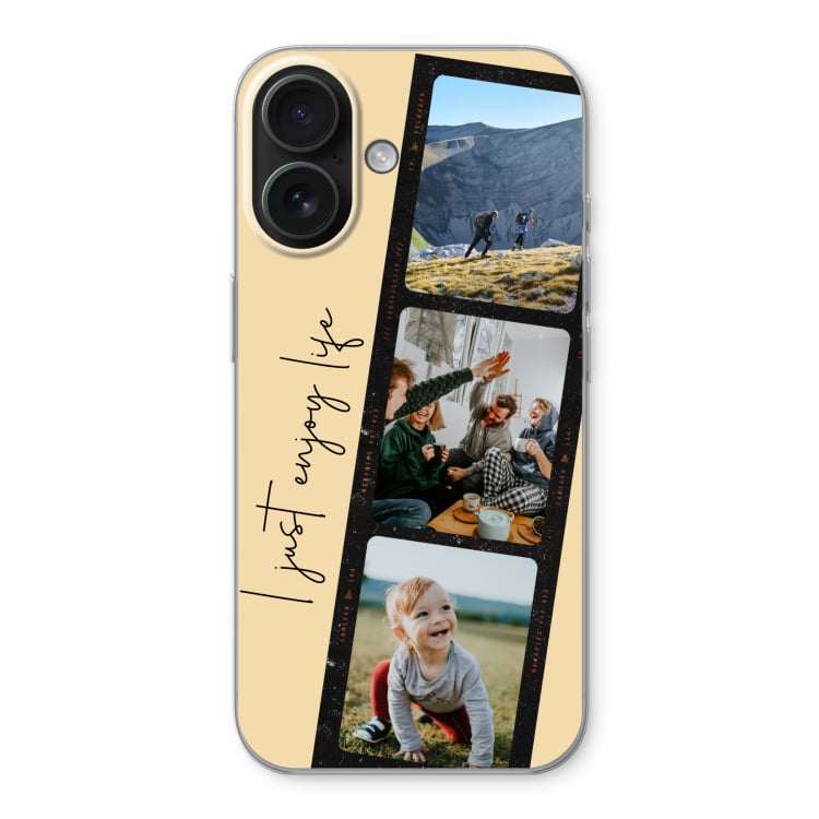 Transparent iPhone 16 case with a personalised photo print