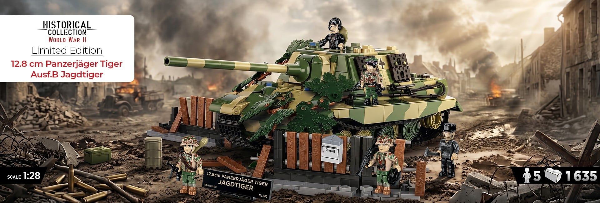 Zestaw klockow COBI 12.8 cm Panzerjager Tiger Jagdtiger - baner