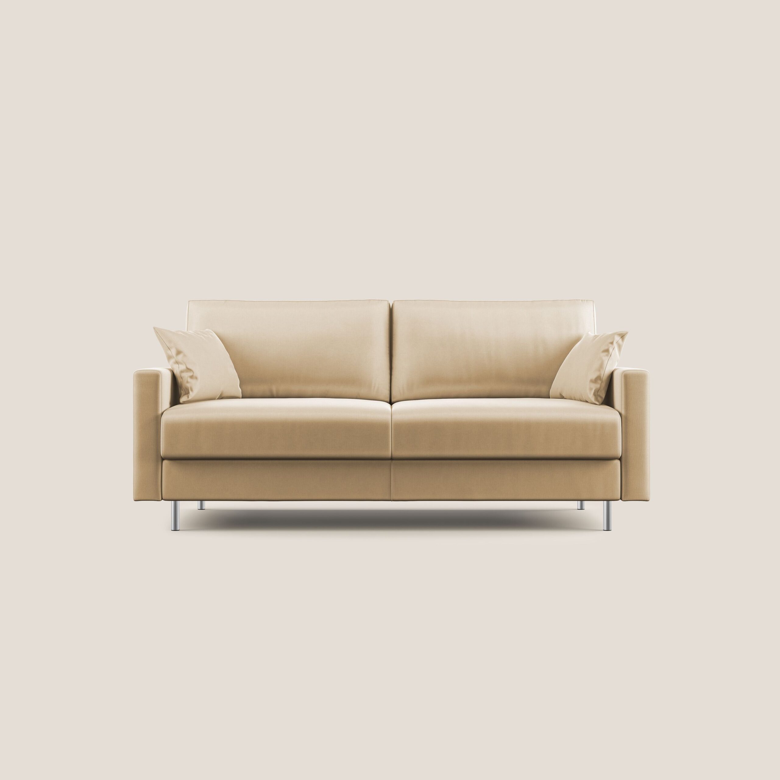 Divano letto matrimoniale Andromeda in velluto impermeabile beige - Divani.Store