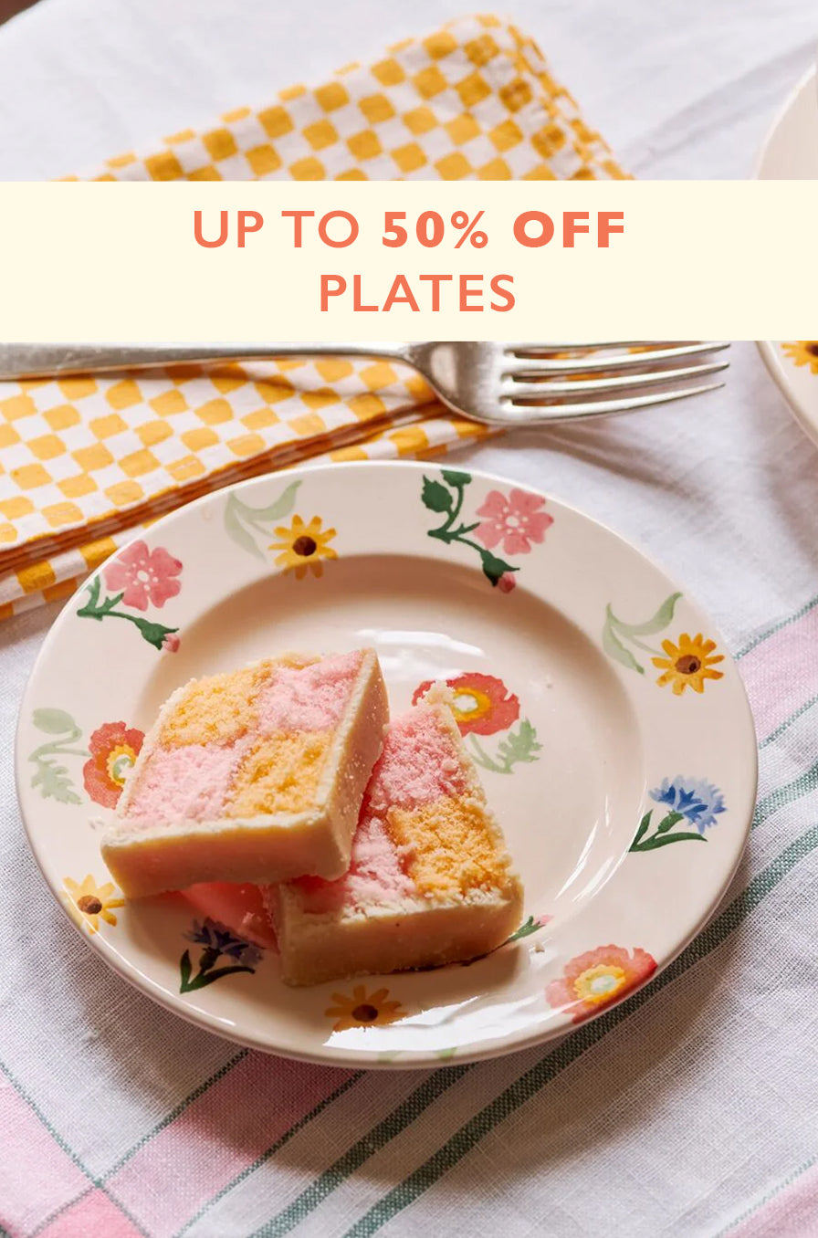 Emma Bridgewater plates with iconic hand-painted polka dot patterns