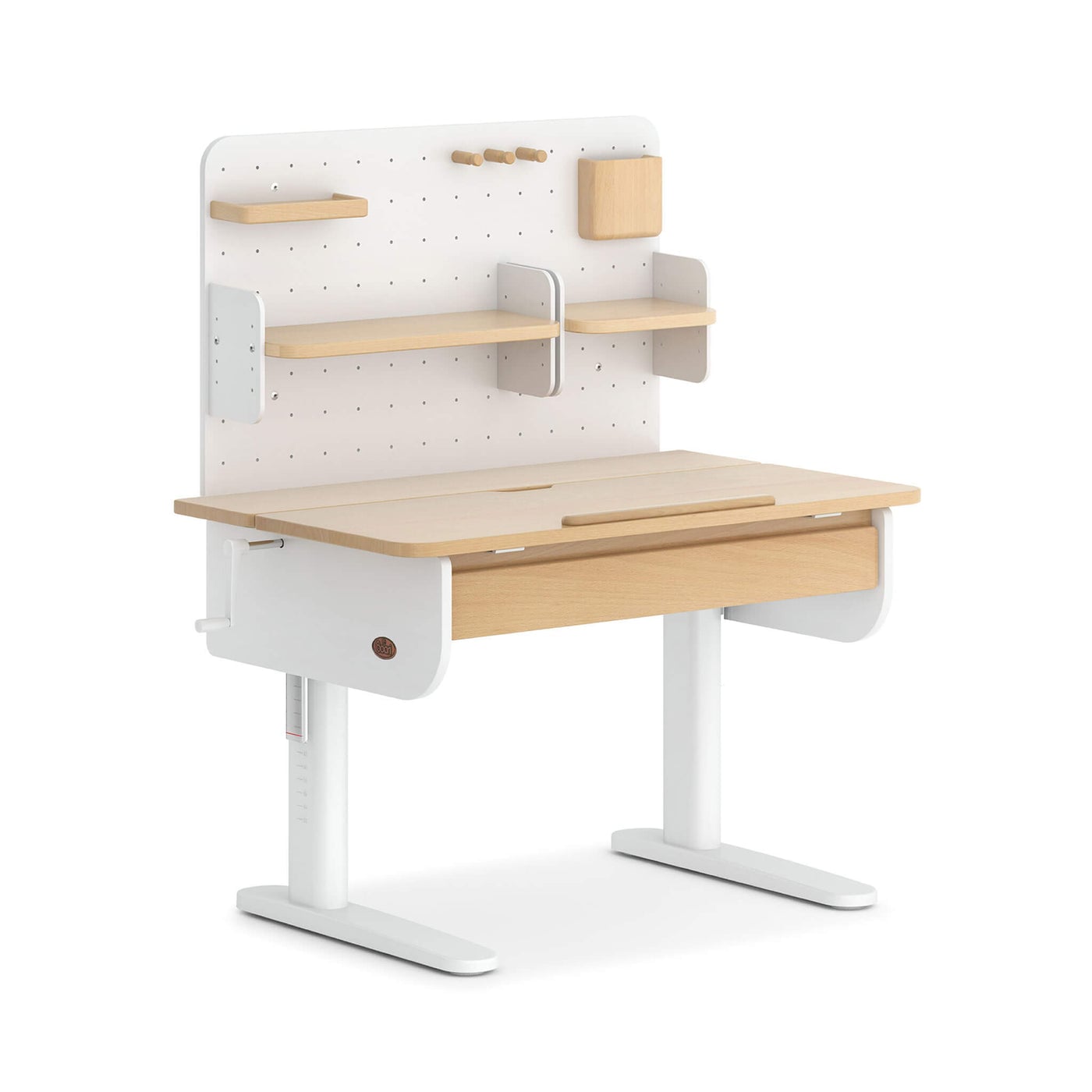 Boori height-adjustable ergonomic kids desk with pegboard