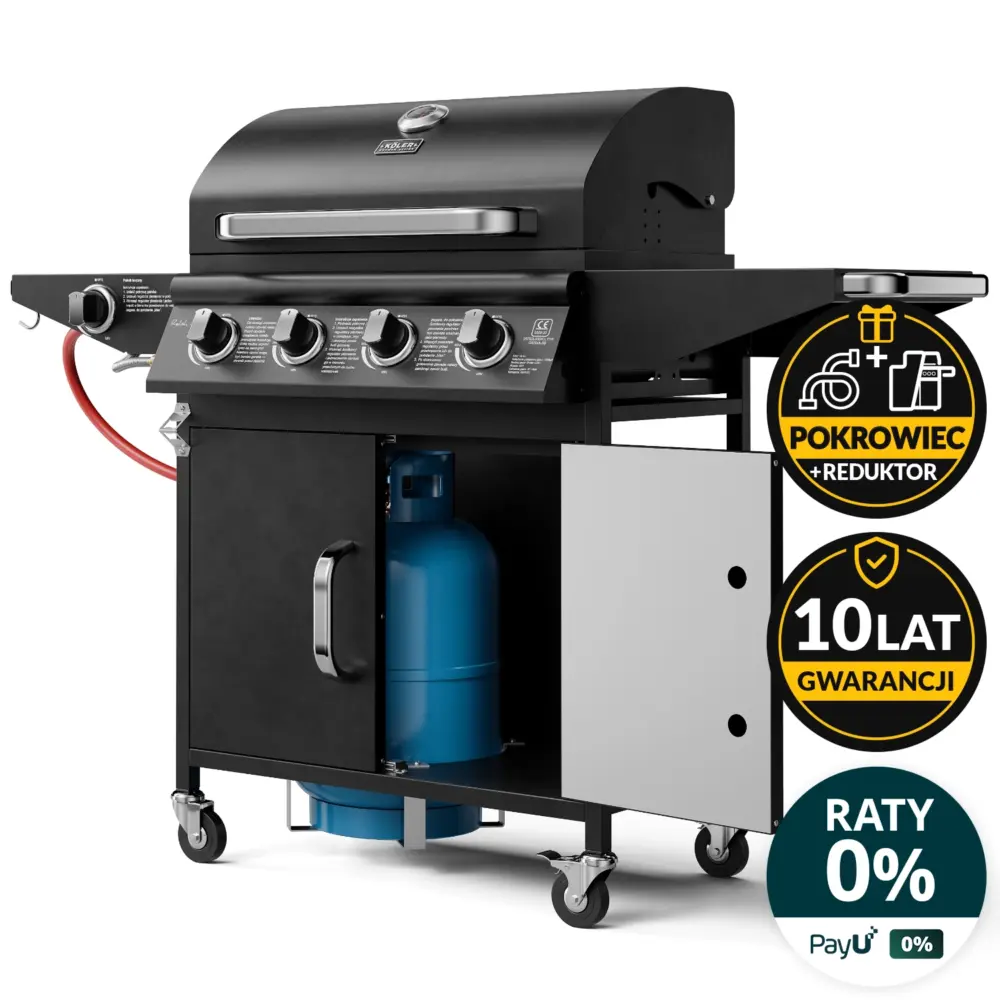 KOLER grill gazowy V2 Black - dwupalnikowy grill premium ze stali