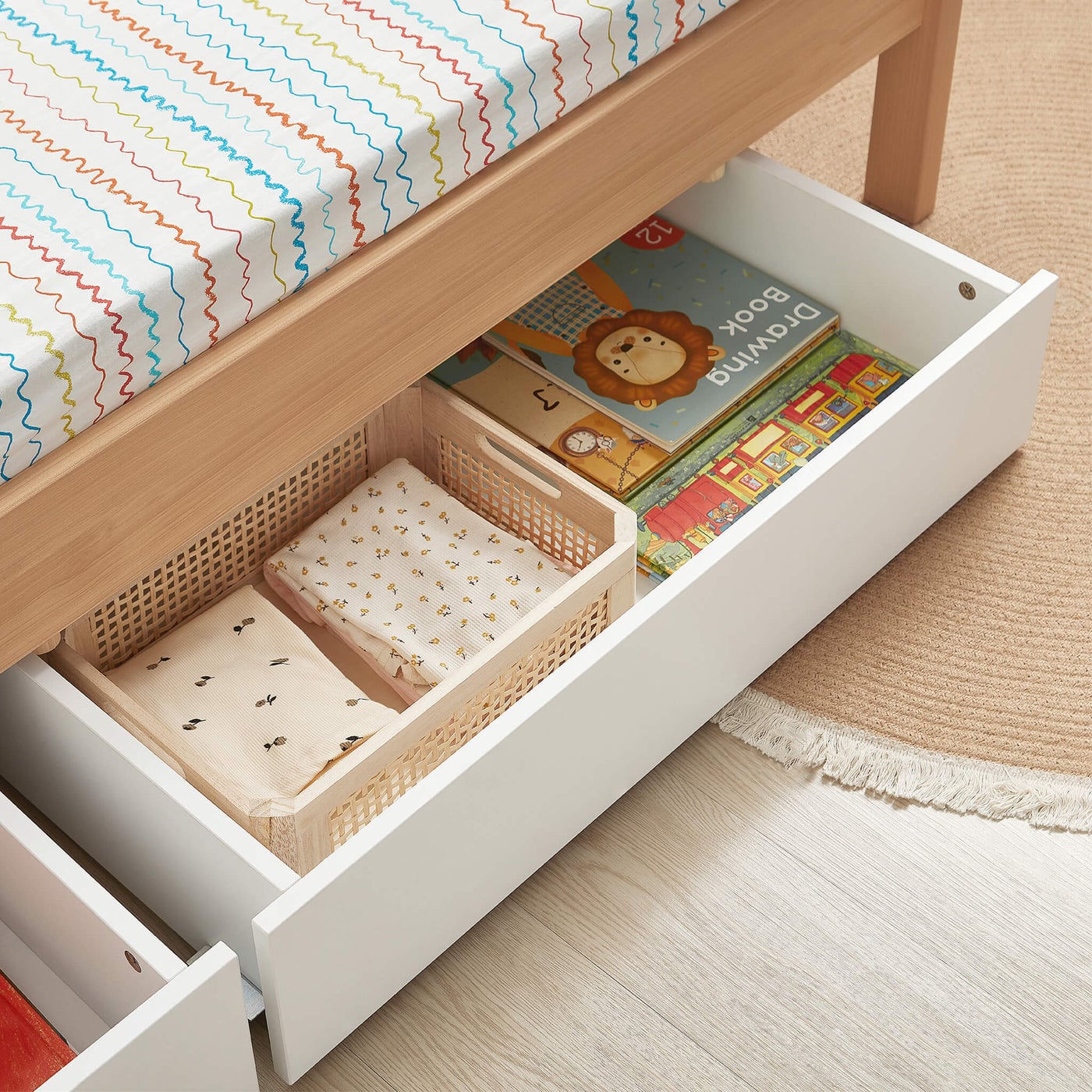 Boori Neat under bed storage drawer in a kids room