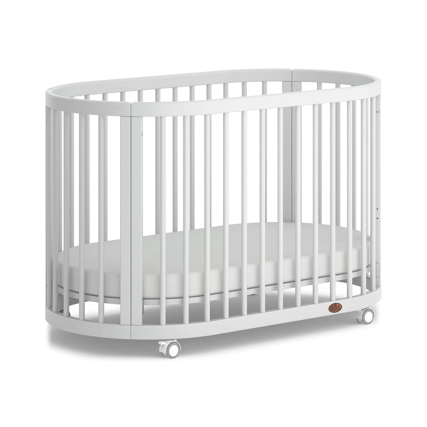 Boori Oasis Oval Cot in barley white nursery