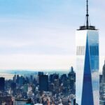 One World Observatory panoramic view of New York City skyline from 102nd floor