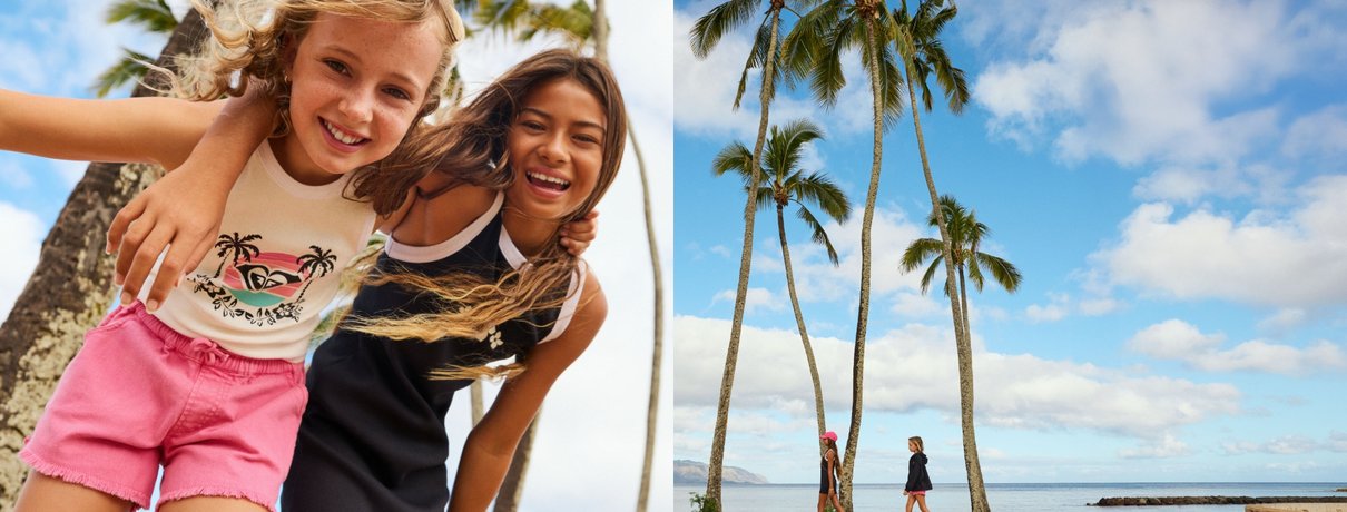 Ragazza Roxy in spiaggia - stile surf e lifestyle donna