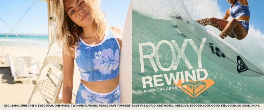 Collezione Roxy Rewind mute da surf in spiaggia