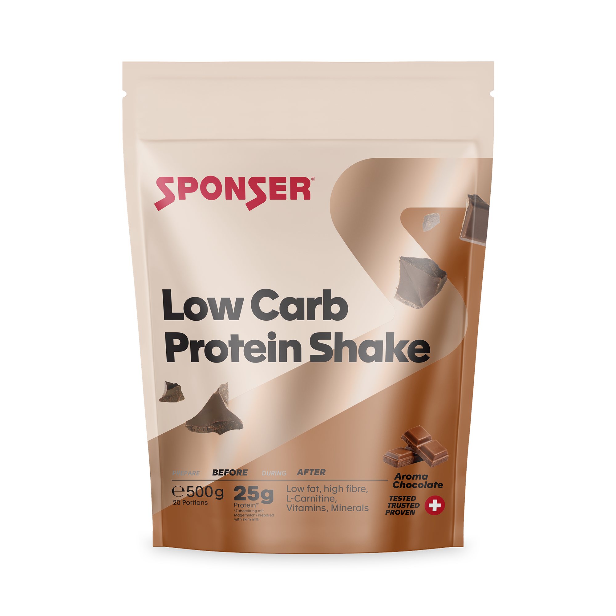 SPONSER Low Carb Protein Shake Chocolate – Hochwertiges Proteinpulver für den Sport