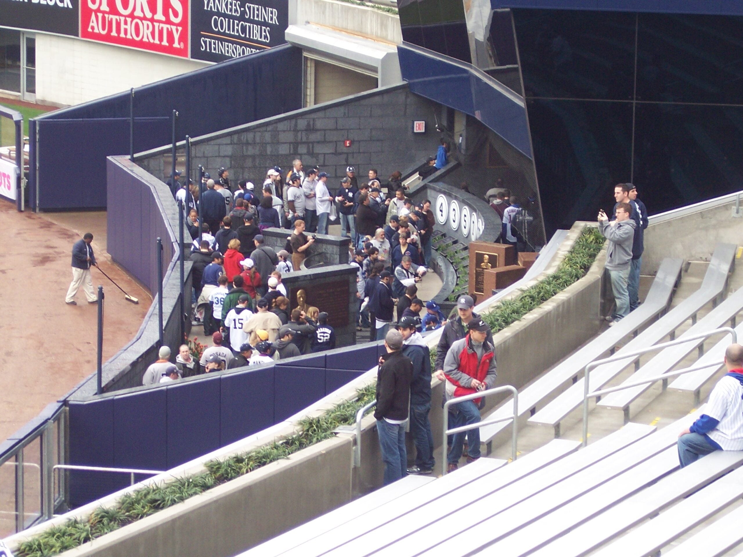 Monument Park behind the center-field wall at Yankee Stadium
