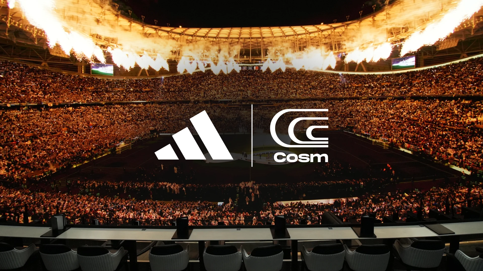 Cosm and adidas partnership visual for FIFA World Cup 2026 venue events