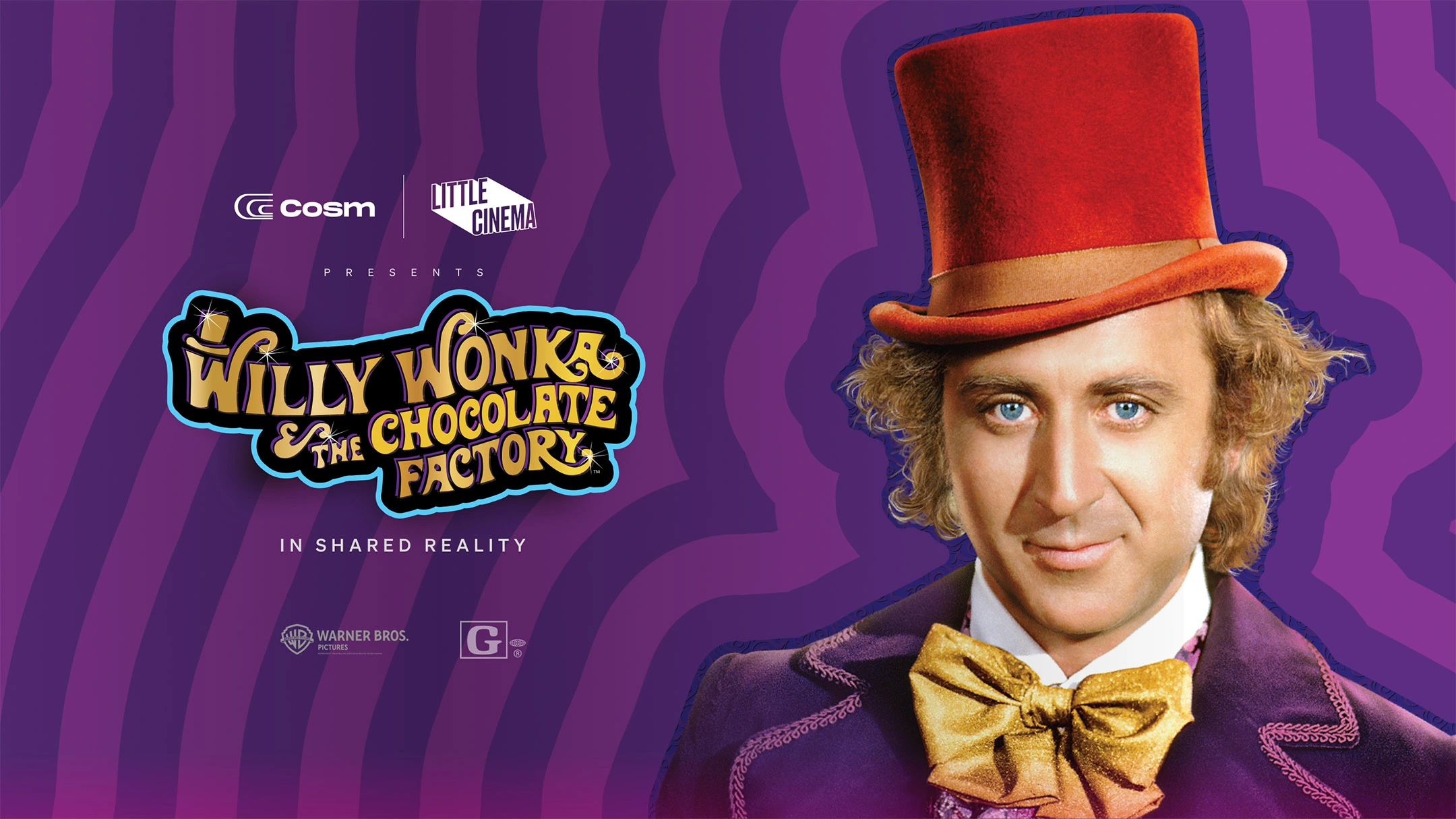 Wonka key art for the Shared Reality screening inside The Dome at Cosm
