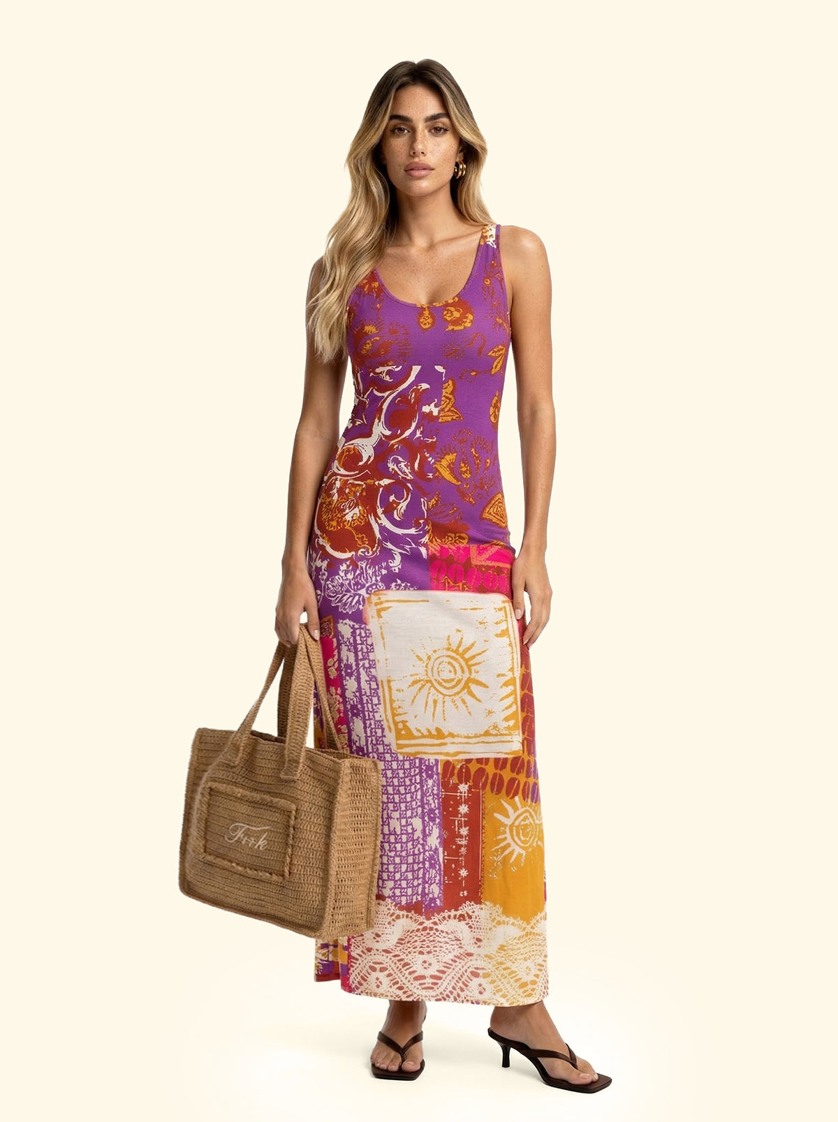 F**K long printed beach dress for women