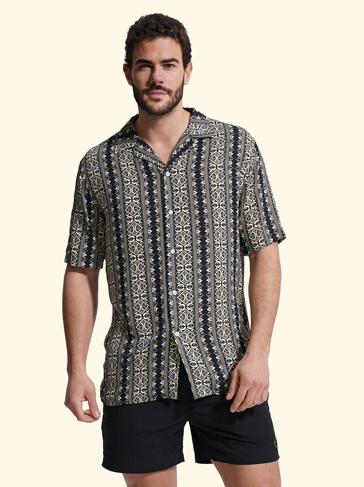 F**K men's short-sleeve printed bowling shirt