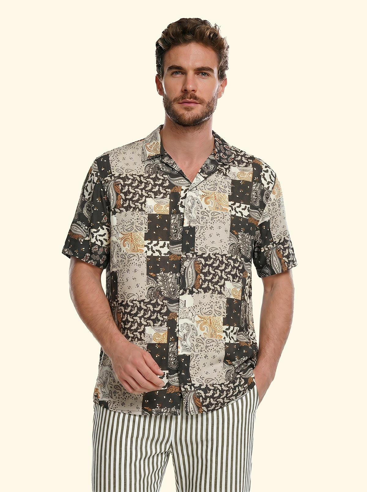 F**K men's short-sleeve bowling shirt with summer print