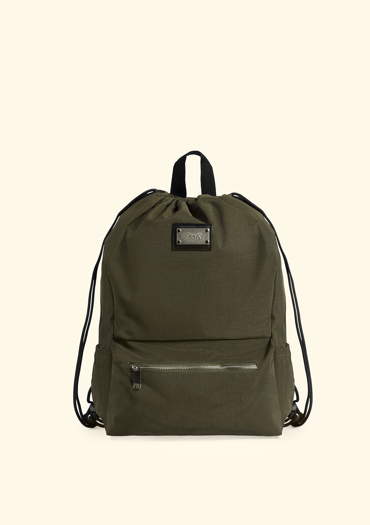 F**K military green nylon drawstring beach sack