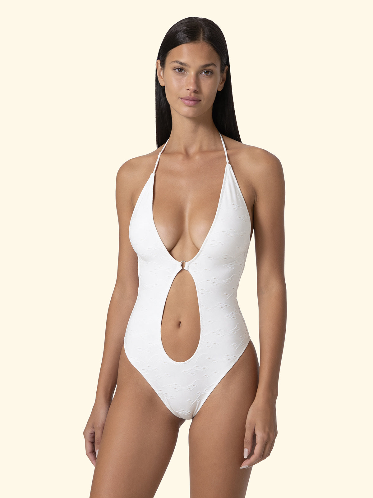 F**K white monokini one-piece swimsuit