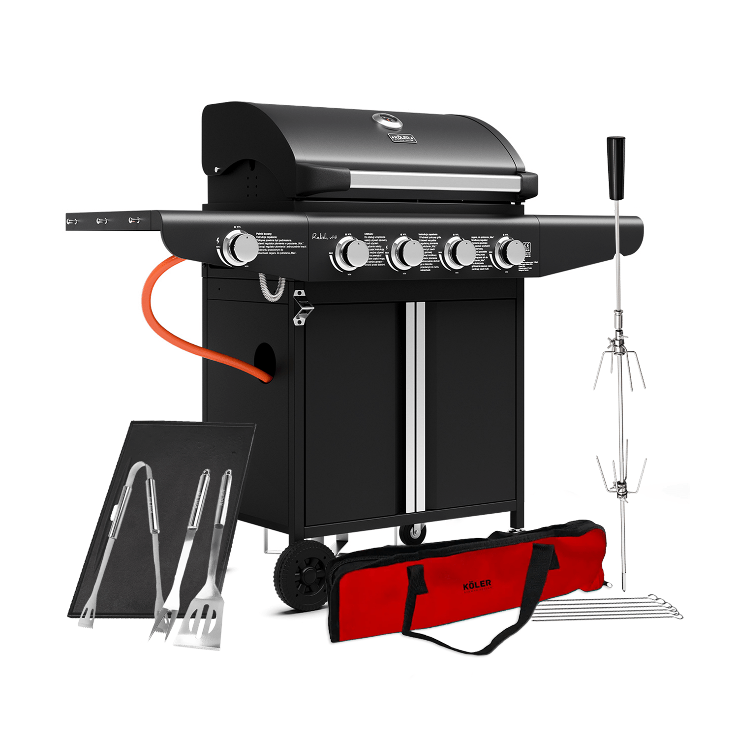 Grill gazowy KOLER Relish V1 Black z kompletem akcesoriów