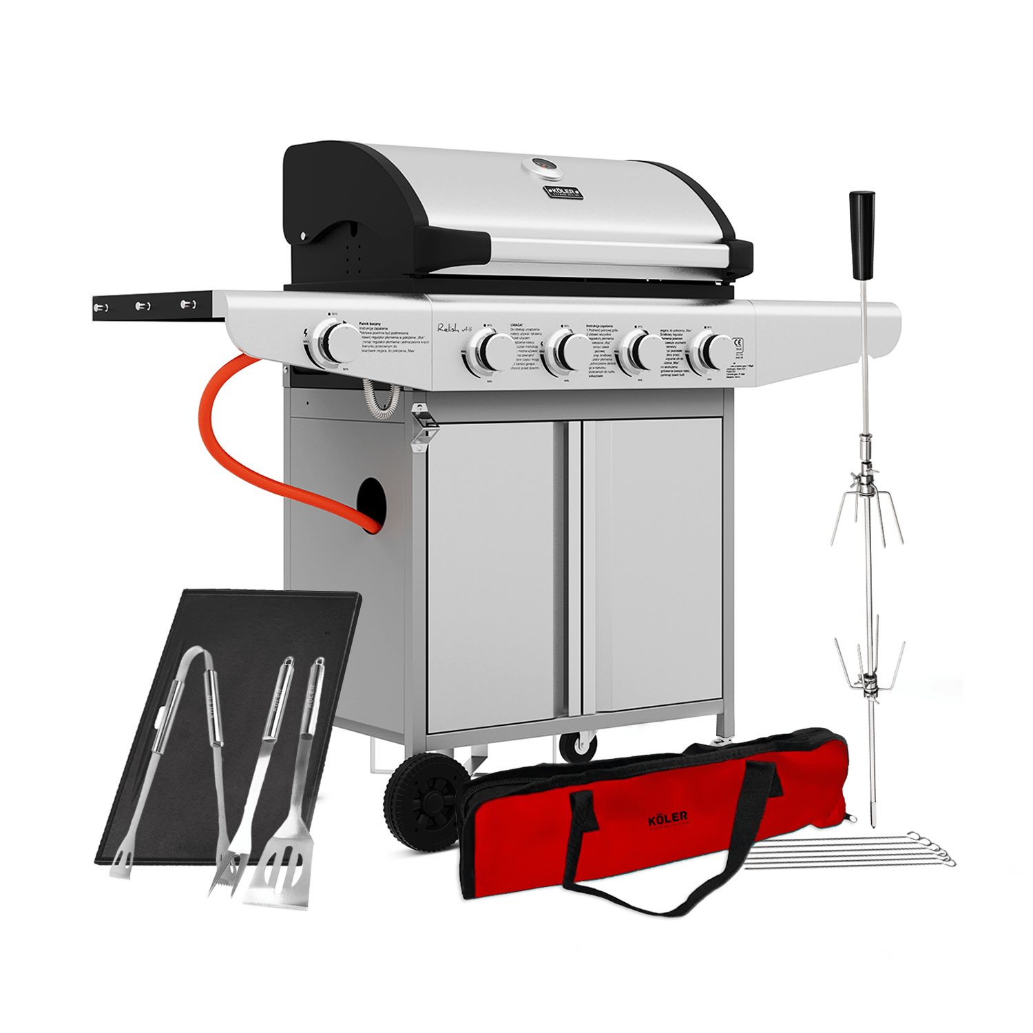 Grill gazowy KOLER Relish V1 Silver z kompletem akcesoriów