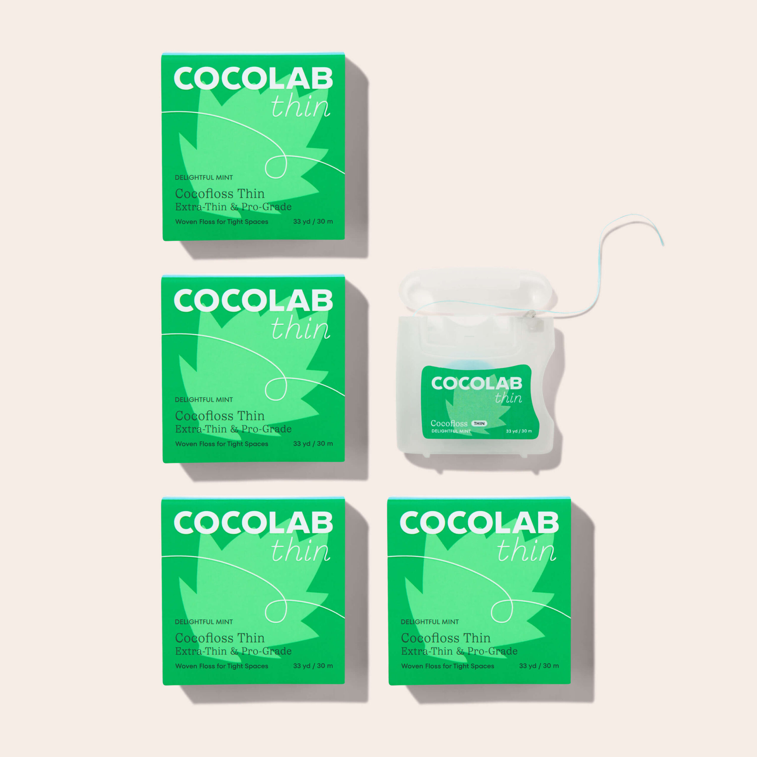 Cocofloss Delightful Mint Cocofloss Thin four-pack