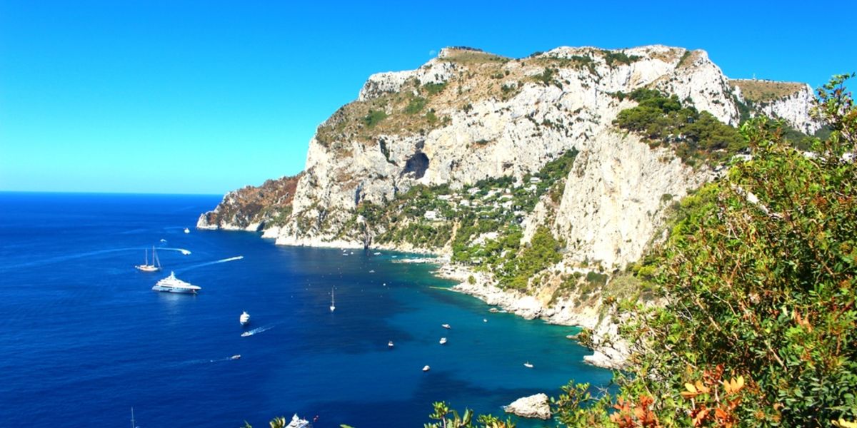 Capri coastline and harbour scene for ferry travel