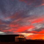 Barn at dramatic sunset at an Arizona RV host