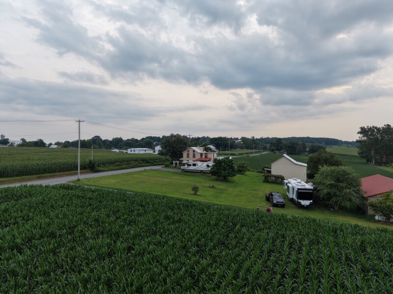 Lancaster County countryside farm surrounded by open fields