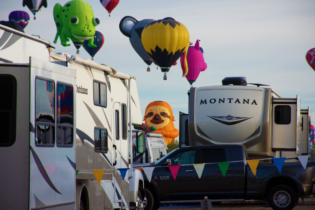 RV parked near a vineyard