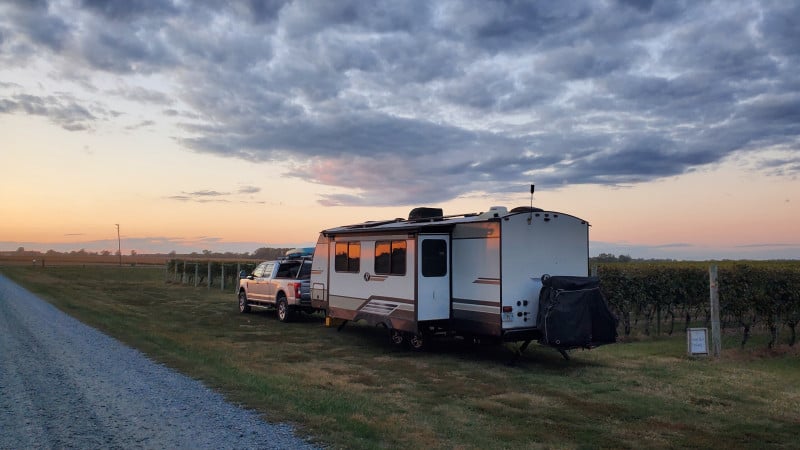 RV parked at a winery in Maryland