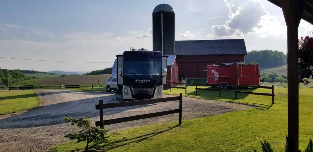 Winnebago RV at a farm photographed for the Harvest Hosts gallery