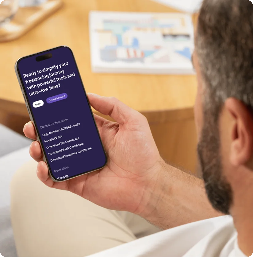 Invozios fakturering på mobil vy