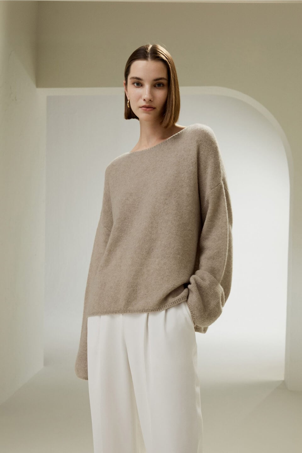 Sweat-shirt LILYSILK décontracté en mélange soie et cachemire