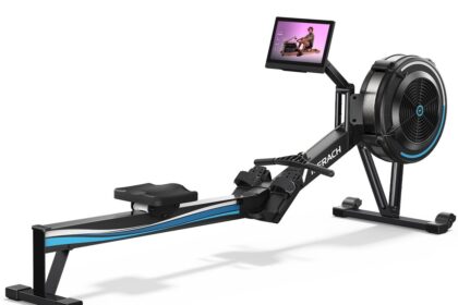 Merach R50 Pro rower in a home gym