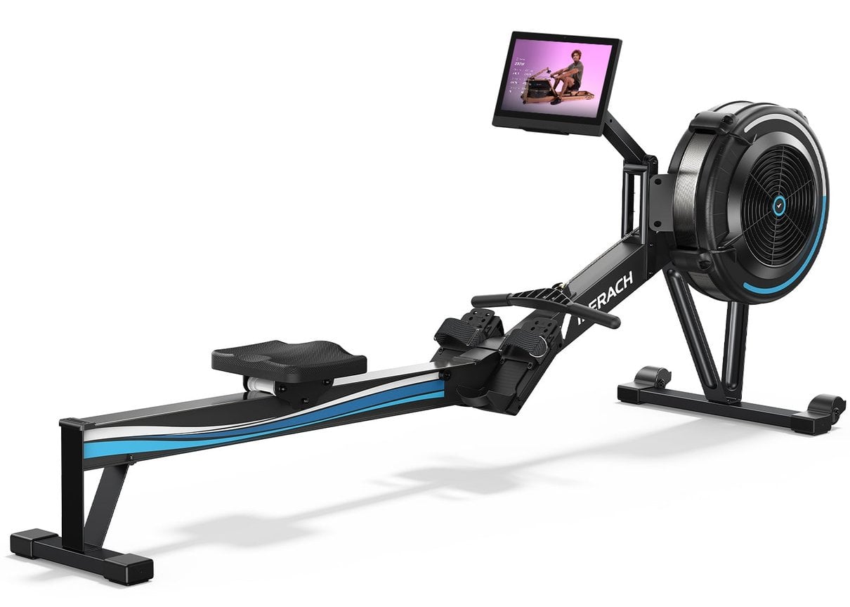 Merach R50 Pro rower in a home gym