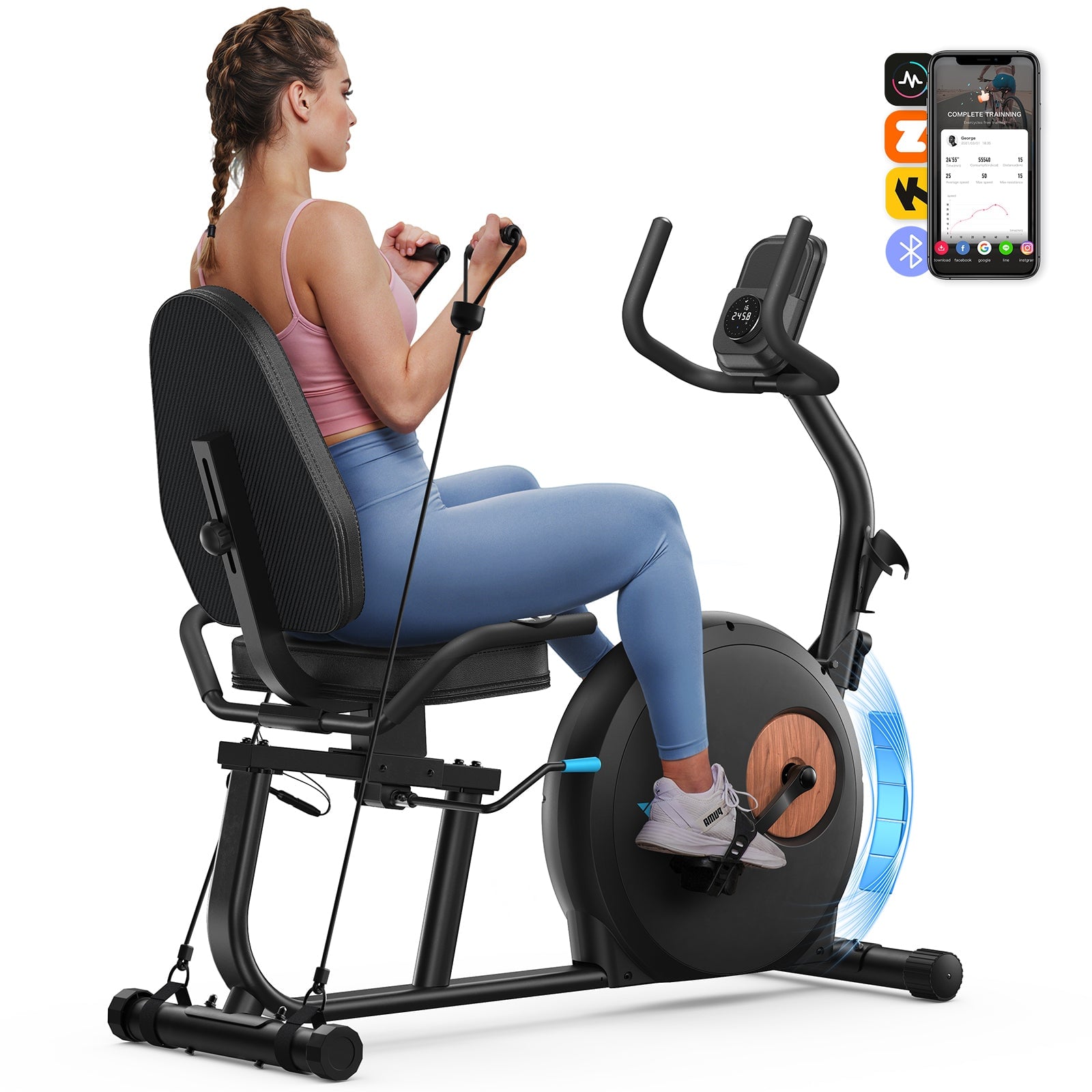 Merach S23B2 self-powered recumbent exercise bike
