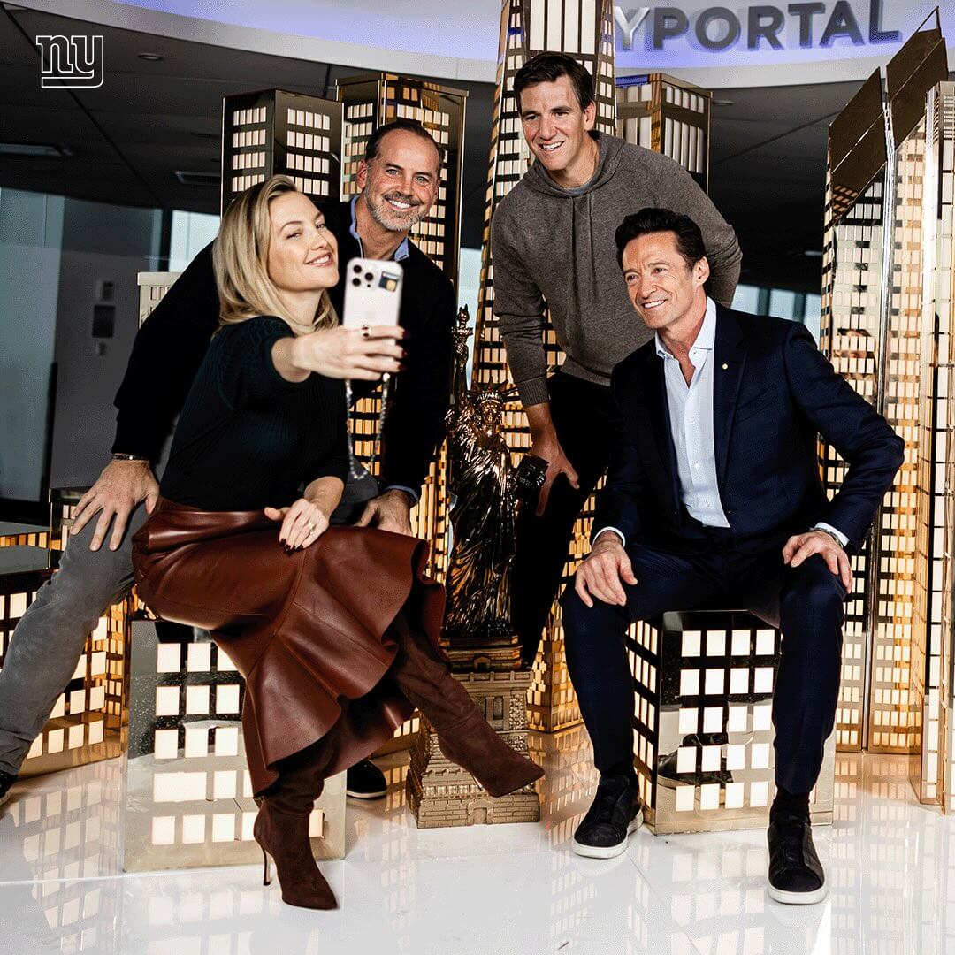 Guests posing with displays inside One World Observatory