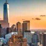 Horizonte de Nueva York al atardecer