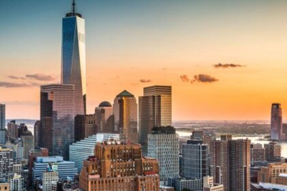 Horizonte de Nueva York al atardecer