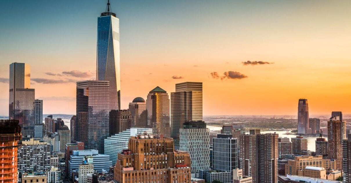 Horizonte de Nueva York al atardecer