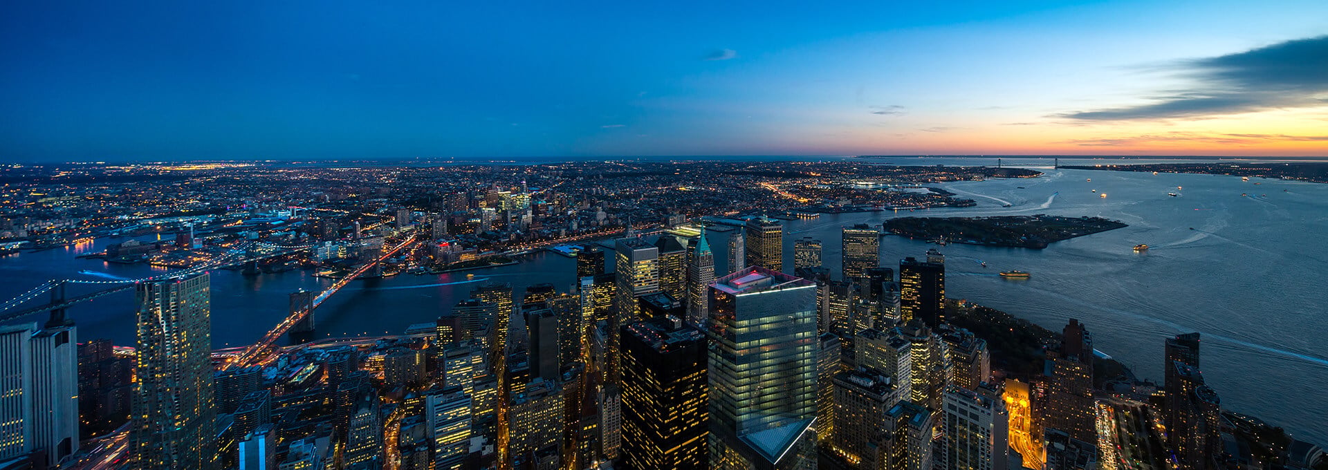 South-facing window view at One World Observatory