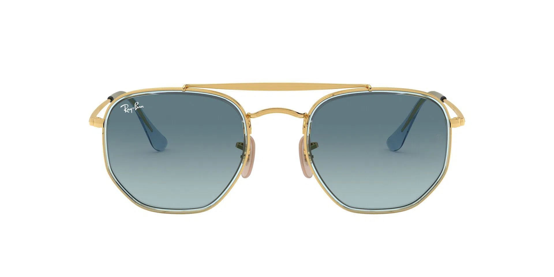 Lentes de sol Ray-Ban The Marshal II dorados sobre fondo claro