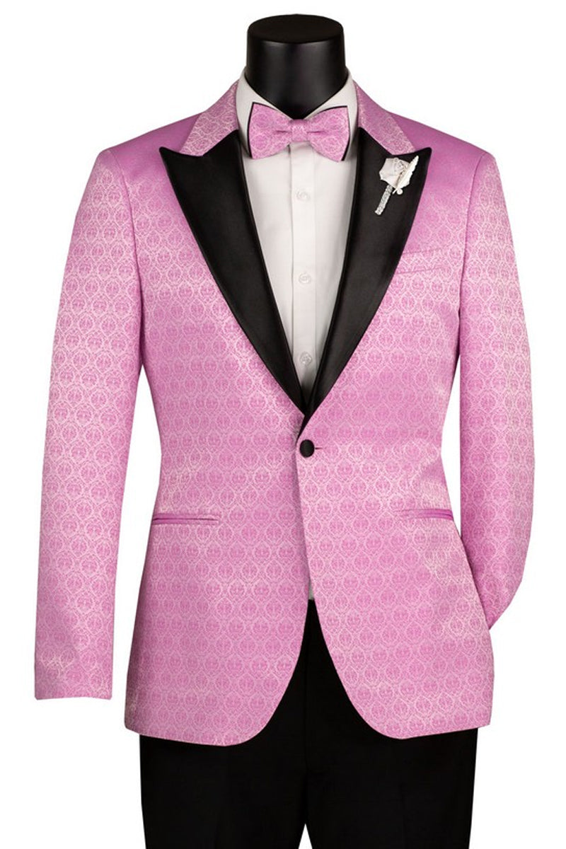 Lilac jacquard one button slim fit tuxedo jacket