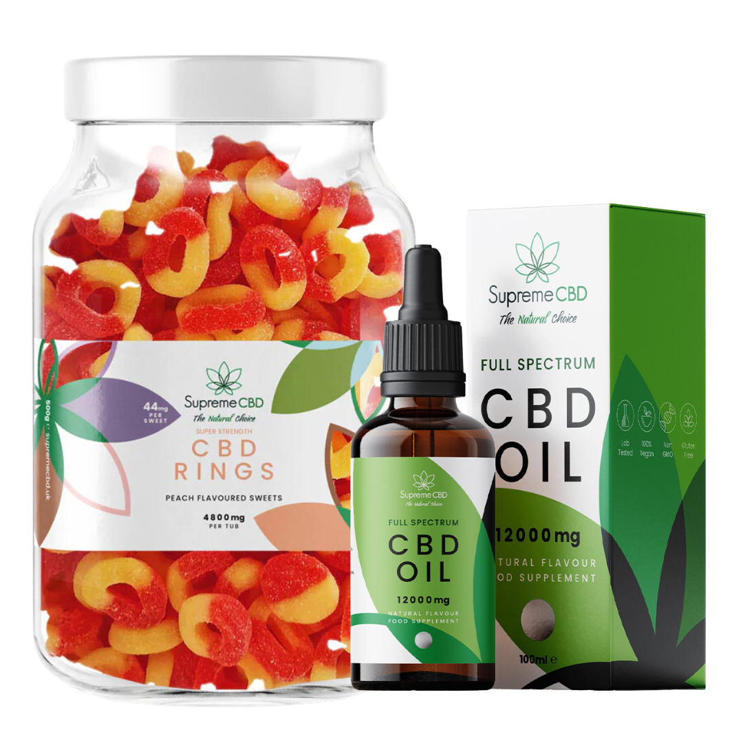 SupremeCBD 12000mg CBD oil with free Peach Rings bundle