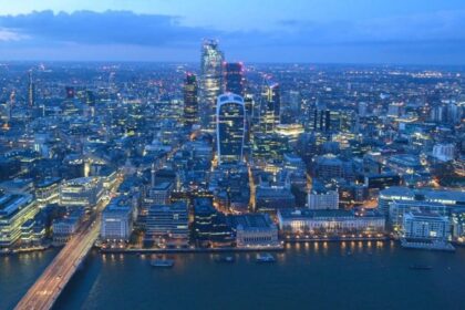 Complete panoramic London skyline seen from The Shard