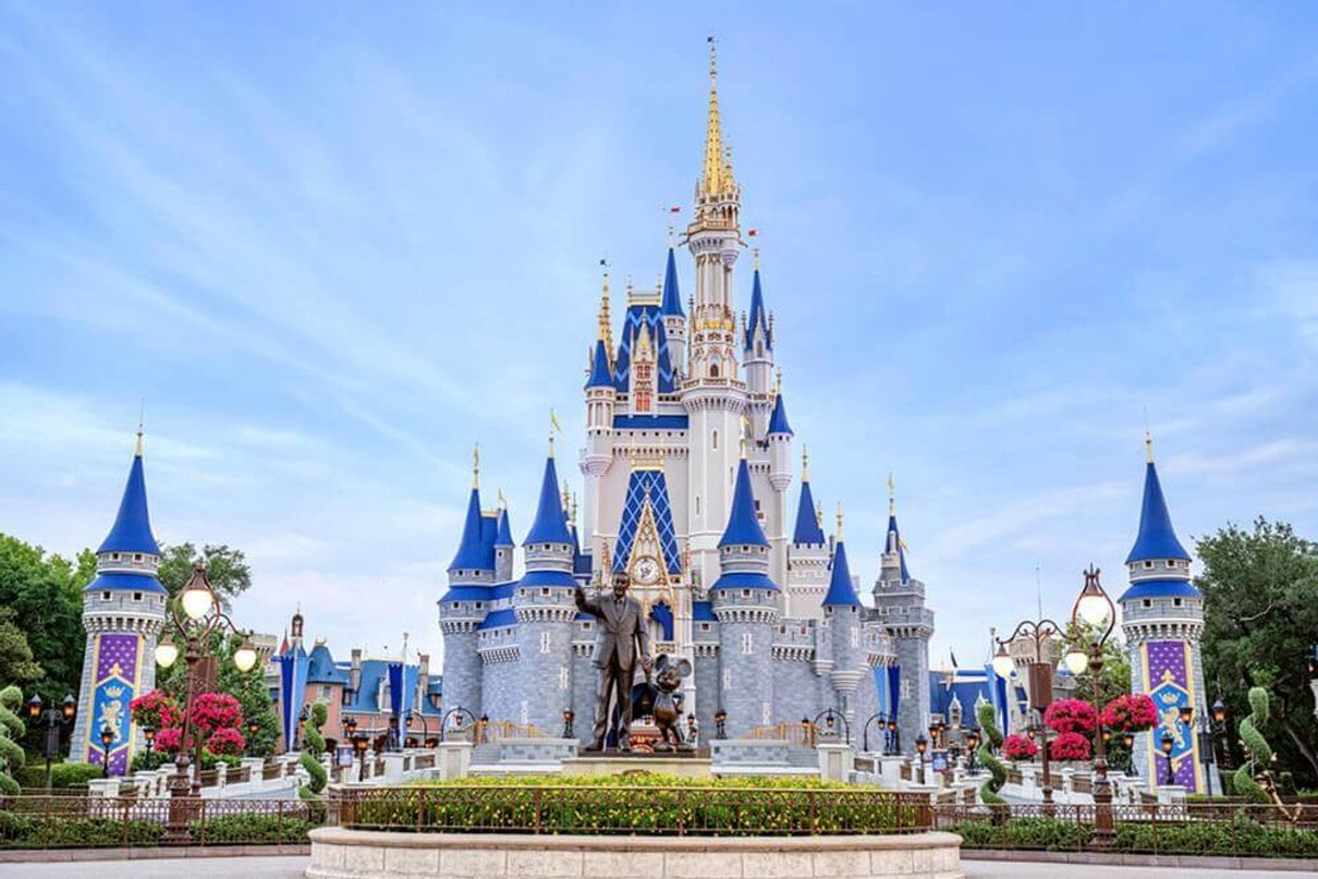 Cinderella Castle and statue at Walt Disney World