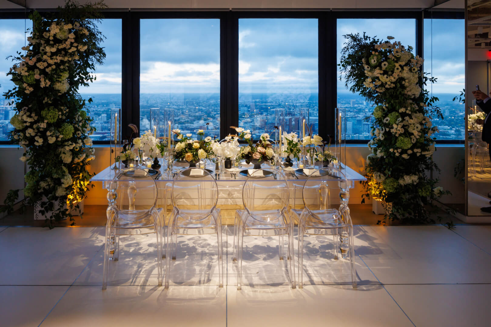 Event setting with Boston skyline views